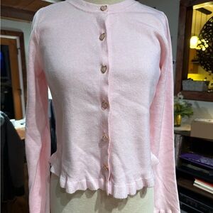Paris Hilton Pink Ruffle Heart Cardigan